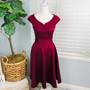 NWOT BURGUNDY PIN UP VINTAGE STYLE DRESS